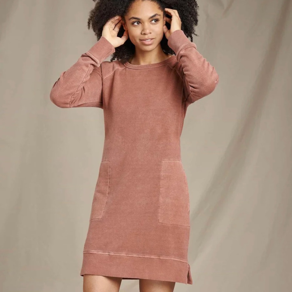 Toad&Co Rose-Toned Sweatshirt Dress with Patch Pockets